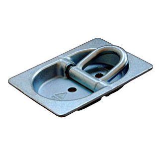 Lashing trough with foldable ring, galvanized, 89 x 129 mm, 2000 daN