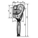 Pendulum lock left 210 mm, with spring lock, short weld plate