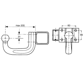 Coupling ball screw-on plate 83/56 - 200 kg