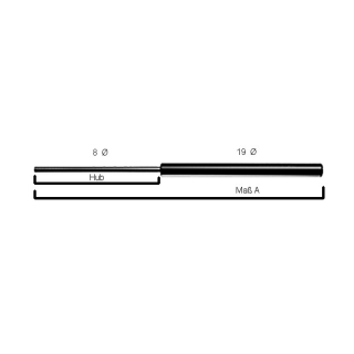 235 mm total length stroke 75 mm rod 8 mm tube 19 mm Ø