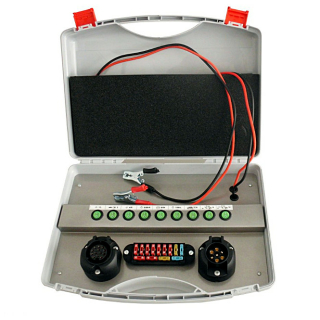 Universal test case for 7- and 13-pole trailer lighting